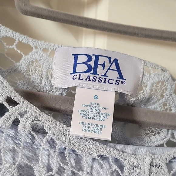 BFA Classics Light Blue Lace Long Sleeve Blouse Women's Small - Picture 2 of 11